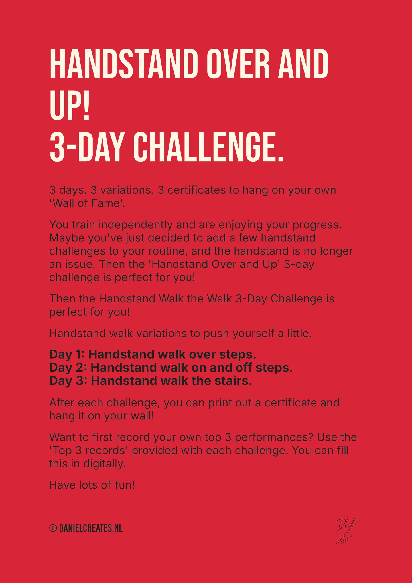 Handstand over and up! – 3-day Challenge – EN version - Digital Download