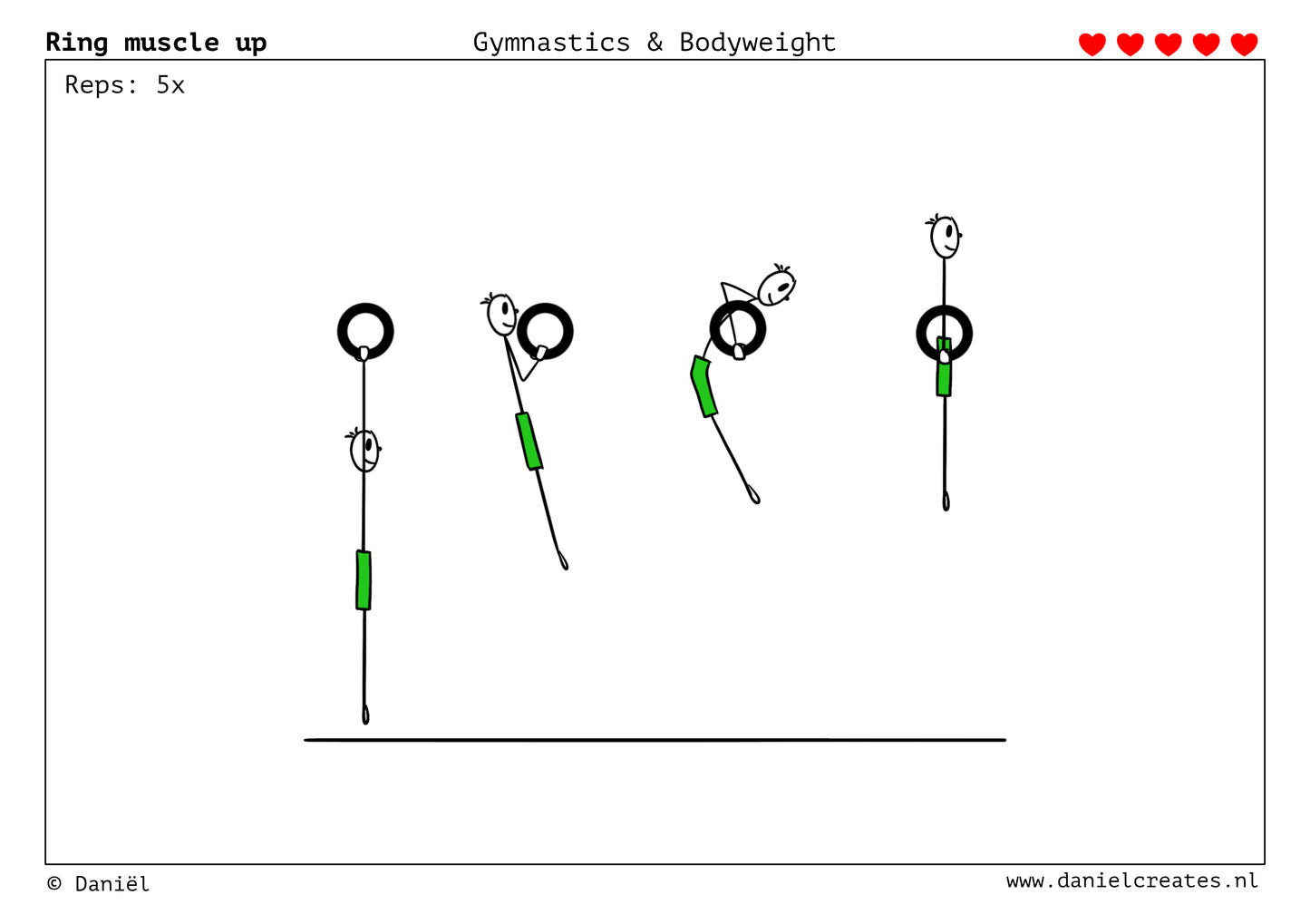Gymnastics & Bodyweight Cards - EN version - 100 cards - level 4 & 5 - incl free Daniël Creates Board game