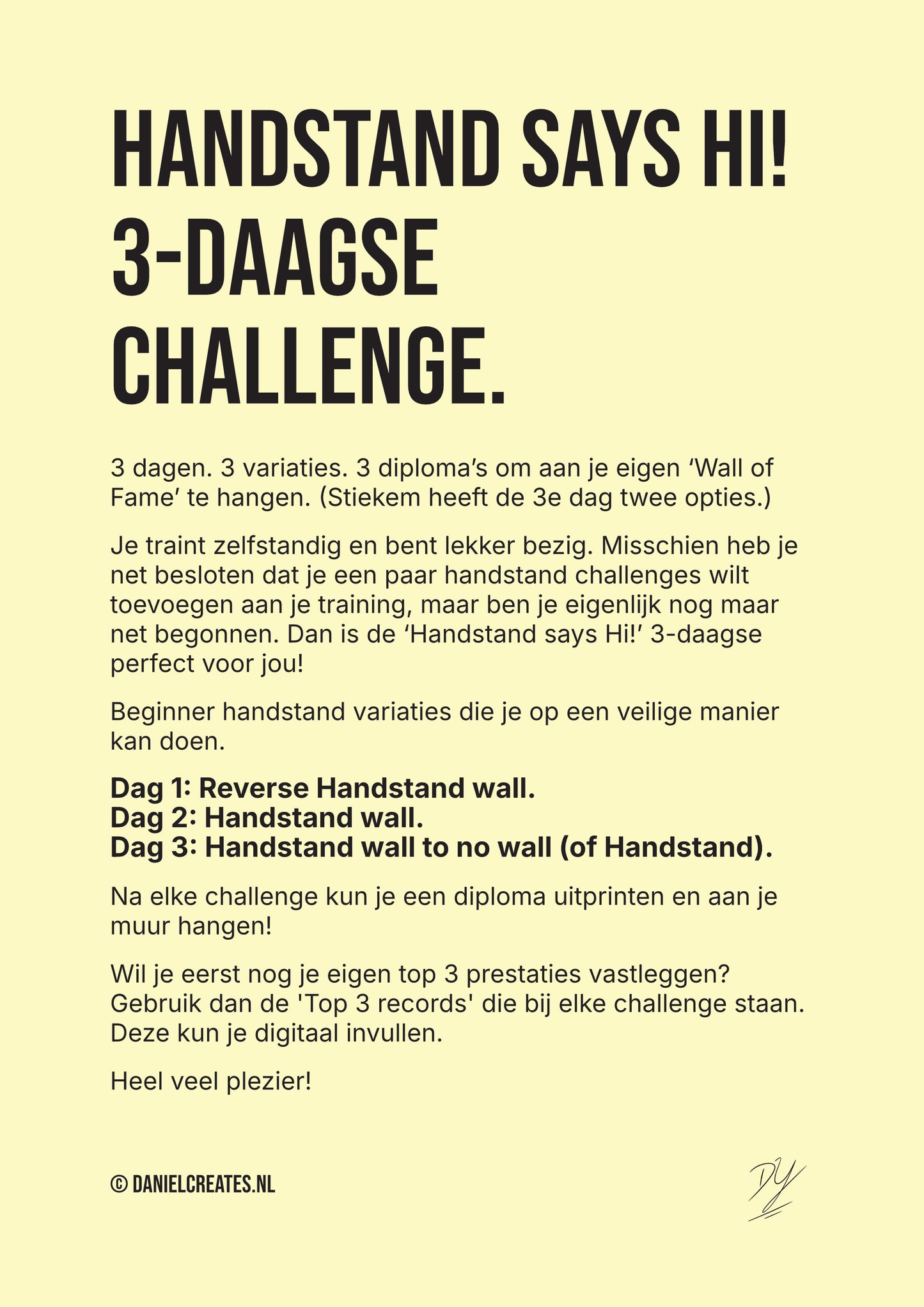 Handstand says Hi! – 3-daagse Challenge – NL versie - Digital Download