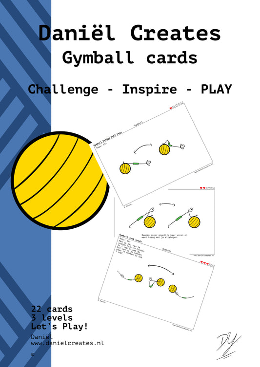 Gymball Cards - EN version - 22 cards - 3 levels - incl free Daniël Creates Board Game