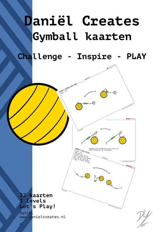 Gymball Kaarten - NL versie - 22 cards - 3 levels - incl free Daniël Creates Board Game