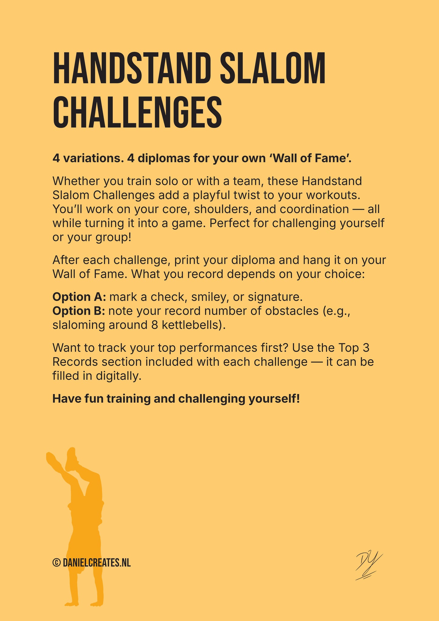 Handstand slalom challenges – 4 variations – EN version - Digital Download