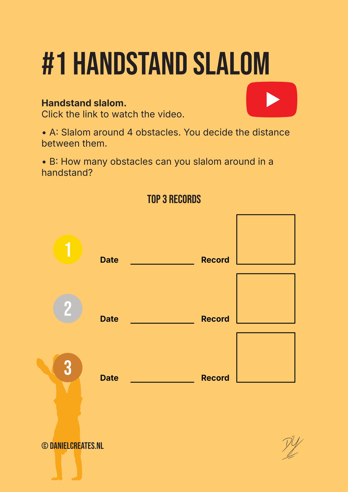 Handstand slalom challenges – 4 variations – EN version - Digital Download