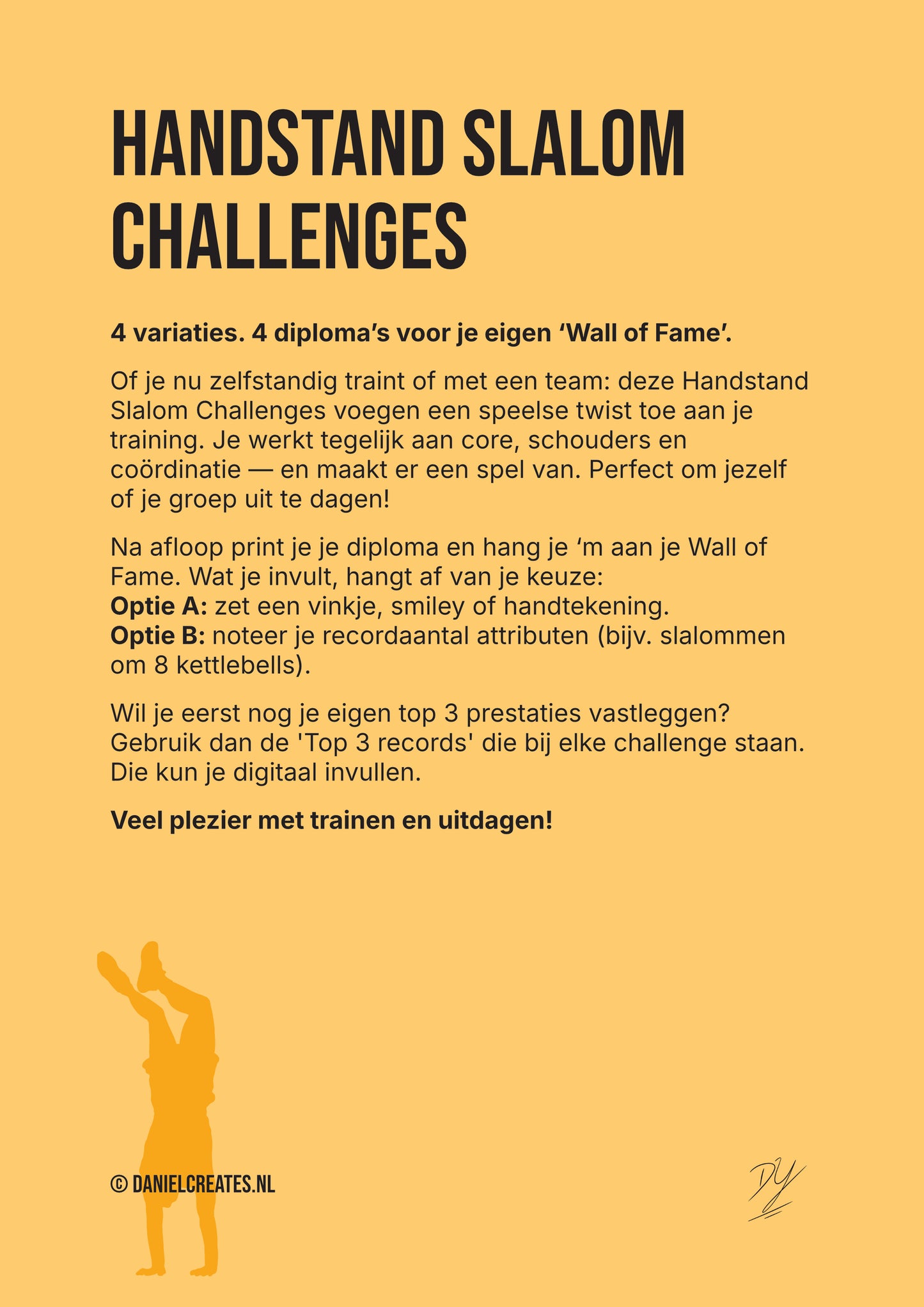 Handstand slalom challenges – 4 variaties – NL versie - Digital Download