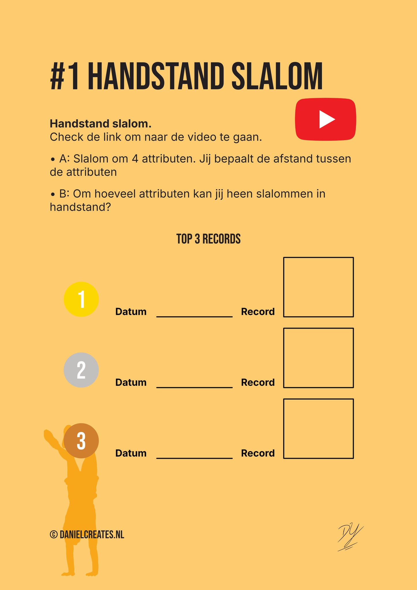 Handstand slalom challenges – 4 variaties – NL versie - Digital Download