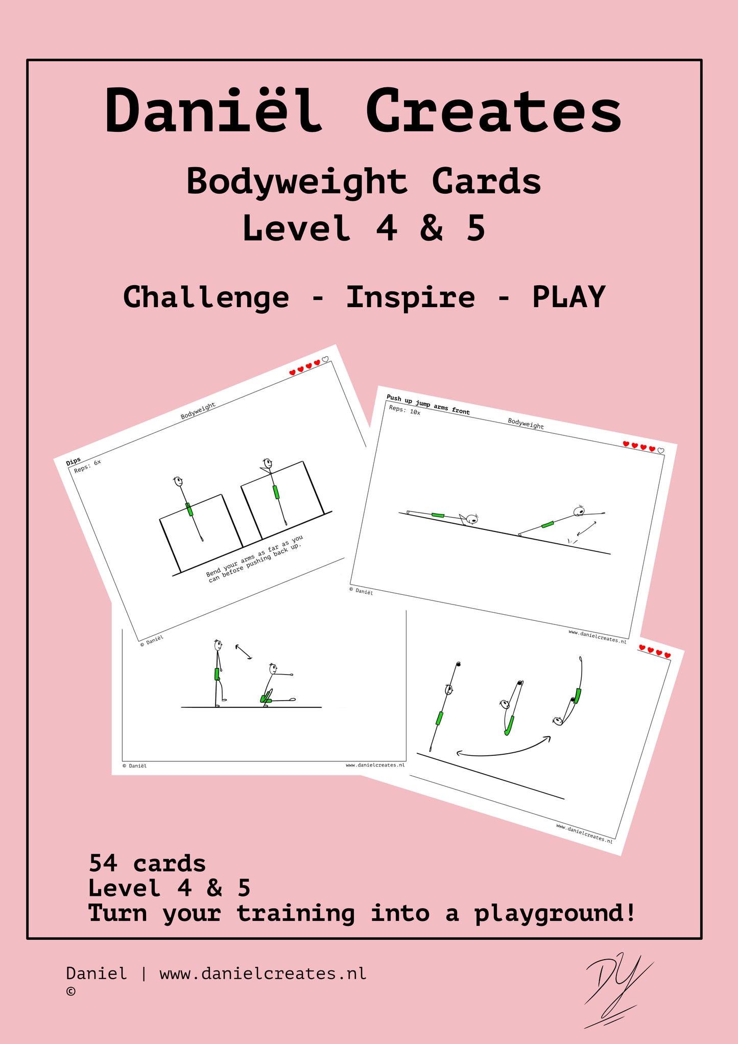 Bodyweight Cards - EN version - 54 cards - level 4 & 5 - incl free Daniël Creates Board game - digital download