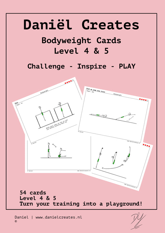 Bodyweight Cards - EN version - 54 cards - level 4 & 5 - incl free Daniël Creates Board game - digital download