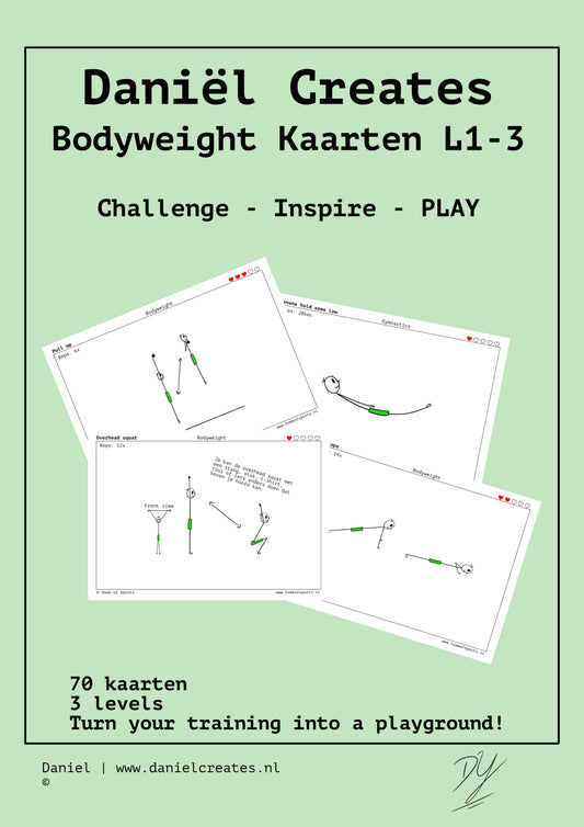 Bodyweight Cards - NL versie - 70 kaarten - 3 levels - incl gratis Daniël Creates Bordspel