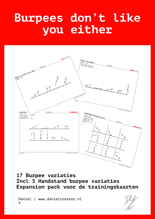 Burpee Trainingskaarten – Expansion Set – 17 Variaties – 4 Levels – NL Versie – Digitale Download