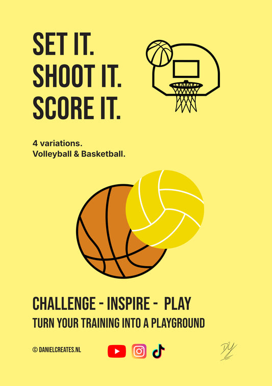 Set it. Shoot it. Score it. – Basketball and Volleyball - 4 variations – EN version - Digital Download