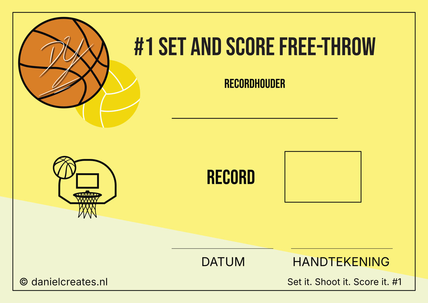 Set it. Shoot it. Score it. – Basketbal and Volleybal - 4 variations – NL versie - Digital Download