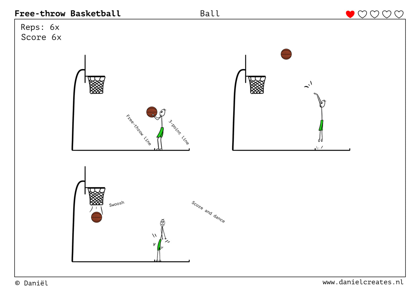 Ball Skills Cards - EN version - 45 cards - 4 levels - incl free Daniël Creates Board Game