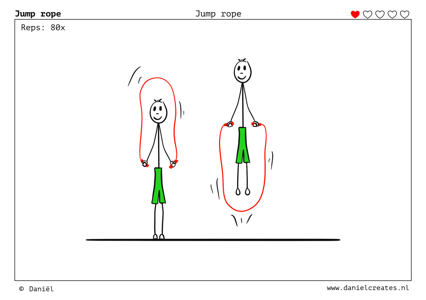 Jump Rope Cards - NL versie - 21 kaarten - 4 levels - incl gratis Daniël Creates Bordspel