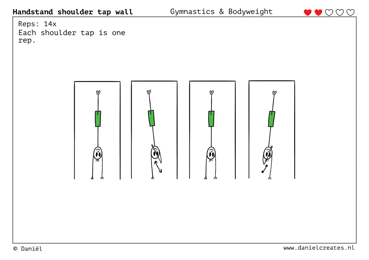 Gymnastics & Bodyweight Cards - EN version - 100 cards - 3 levels - incl free Daniël Creates Board game