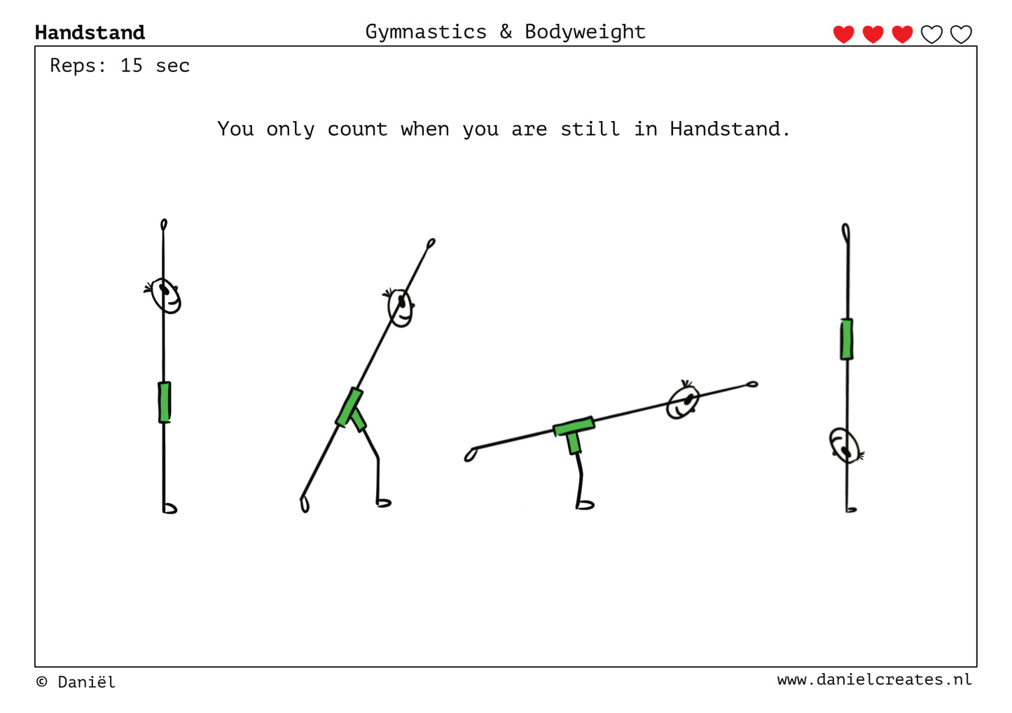 Gymnastics & Bodyweight Cards - EN version - 100 cards - 3 levels - incl free Daniël Creates Board game