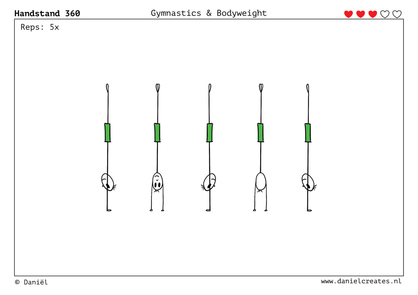 Gymnastics & Bodyweight Cards - EN version - 100 cards - 3 levels - incl free Daniël Creates Board game