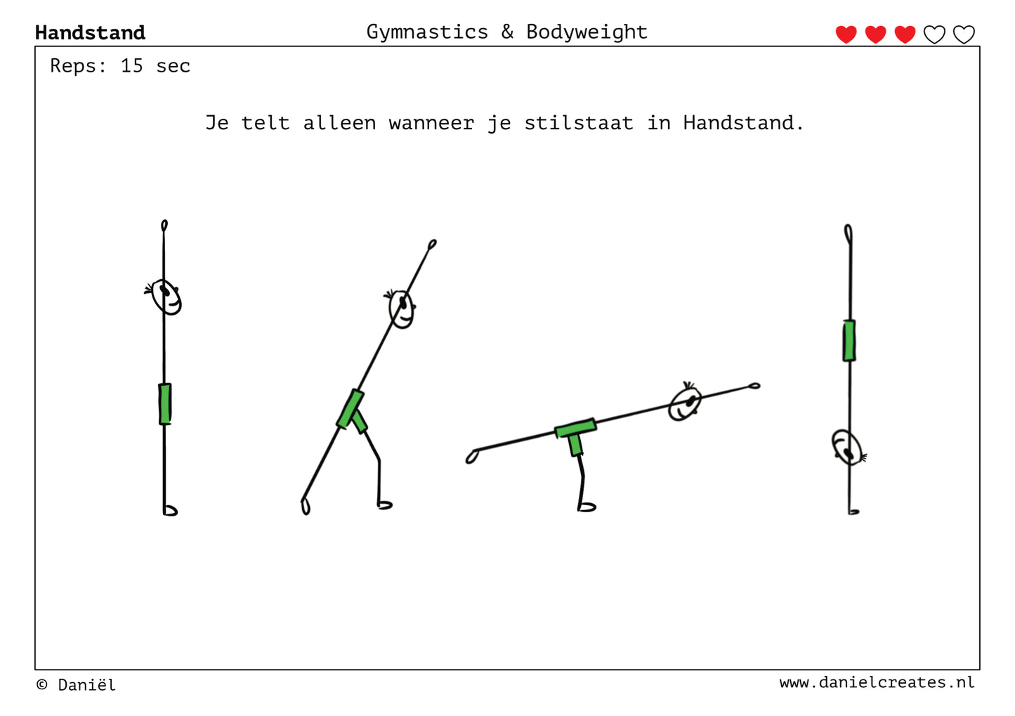 Gymnastics & Bodyweight Cards - NL versie - 100 kaarten - 3 levels - incl gratis Daniël Creates Bordspel